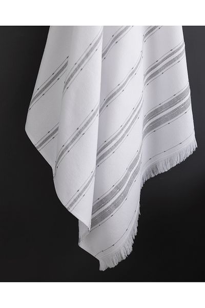Madame Coco Gastonne Cotton Bath Towel - White/Gray - 75X150 cm