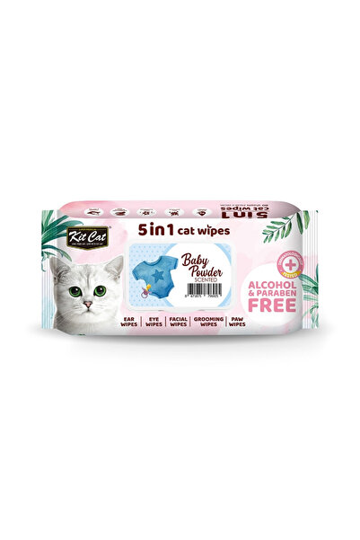 Kit Cat مناديل مبللة للقطط 5 في 1 برائحة بودرة الأطفال
