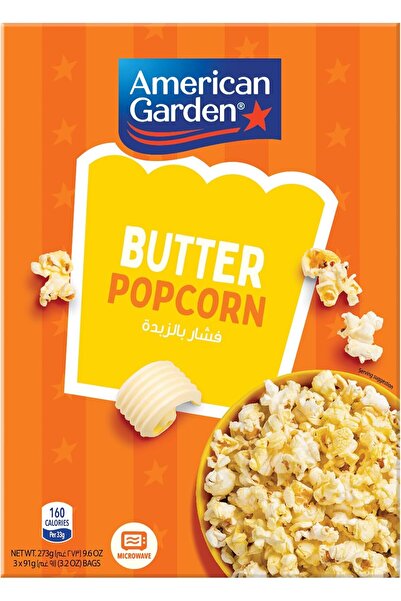 american garden Microwave Butter Popcorn, Gluten-Free, 273g (3 Bags of 91g)