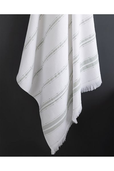 Madame Coco Gastonne Cotton Bath Towel - White/Green - 75X150 cm