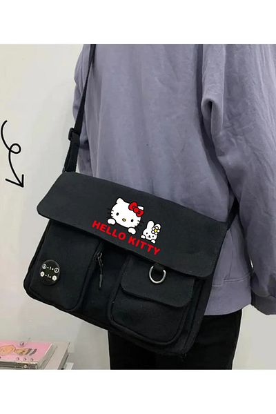 Toum Geantă unisex Kity Harajuku neagră cu buzunare