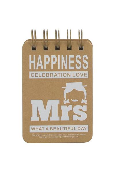 Roco Mrs. Happiness Memo Notebook 2.9" x 4.2" - 109 Pages Lined Brown