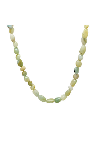 Tesbihane Silver Color Metal Chain Amorphous Amazonite Natural Stone Men's Necklace