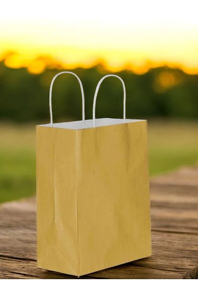 Happyland Gold Cardboard Bag Large Size Twist Handle 25 Pieces 31*12*41 cm