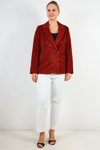 ONE STEP Women Regular Fit Corduroy Casual Blazer, Rust