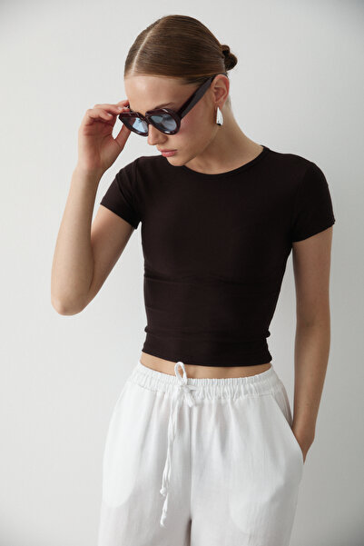 Laluvia Bitter Brown Crop Μπλούζα - 1182