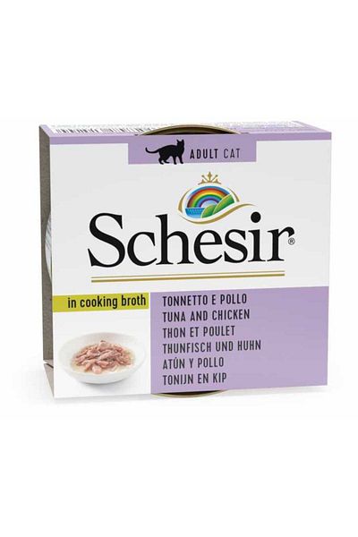 Schesir Cat Can Broth-Wet Food Tuna With Chicken 70g