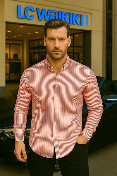 LC Waikiki 100% Organic Cotton Premium Quality Luxury New Season Striped Buttoned Men's Style Shirt