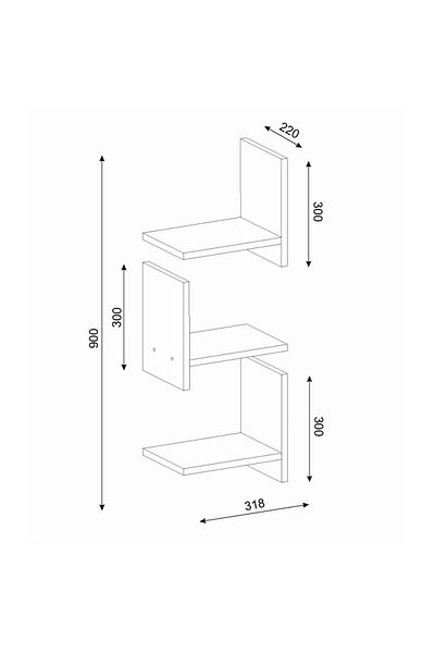 UnicUtil Wall Shelf, UnicUtil, 32 x 22 x 90 cm, White