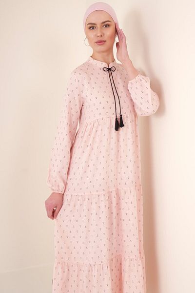 hilla line 1627 Collar Lace Hijab Dress, Long Sleeve Comfortable Fit Seasonal Stylish Model