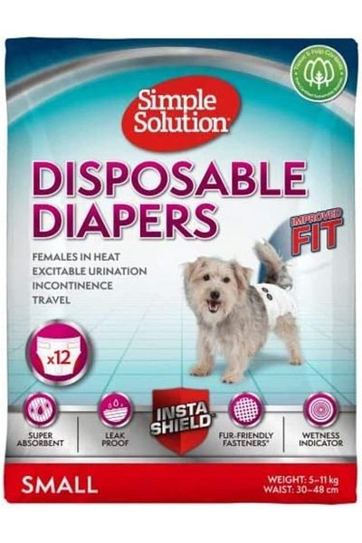 Simple Solution Disposable Female Dog Diapers, Small, Pack of 12