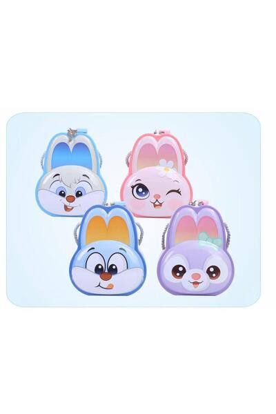 MN KRİSTAL Metal Piggy Bank with Rabbit Pattern and Key