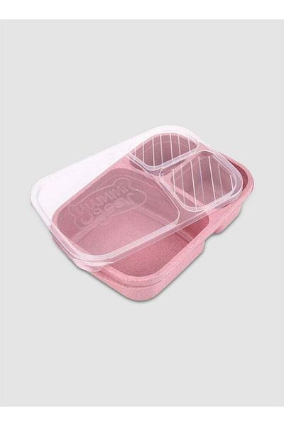 COOYA 3-Grid Lunch Box With Lid Pink/Clear 23.5x15x5cm