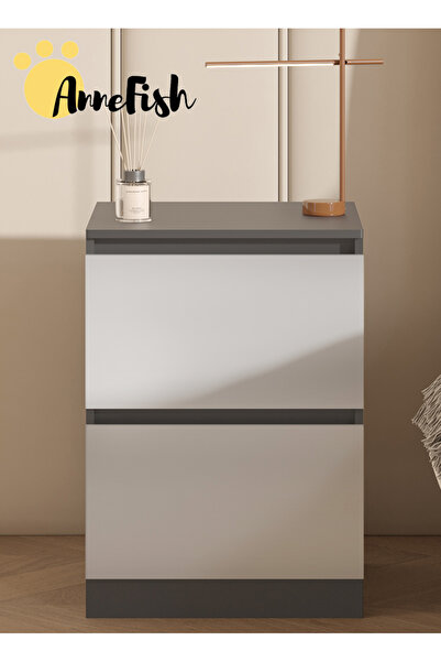 AnneFish 40*40*55cm NightStand for Bedroom Rustic Side Table Simple Bedside End Table with 2 Storage Drawers