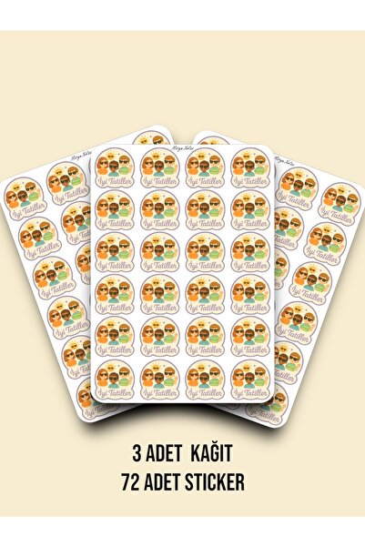 KanvasSepeti 72 Pieces 3.5 cm Happy Holidays Sticker Set - Graduation & Gradu...