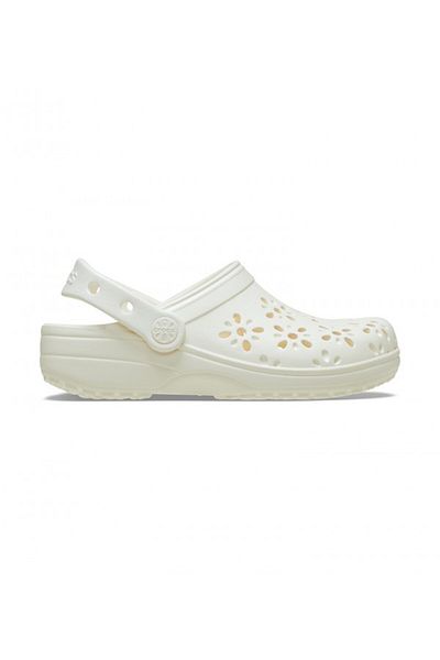 Crocs White Classic Floral Cut Out Clog