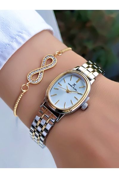 Daniel Klein Gold Color 2 Years Warranty Steel Cord Women's Watch Bracelet Gift Dk989Er5Gr