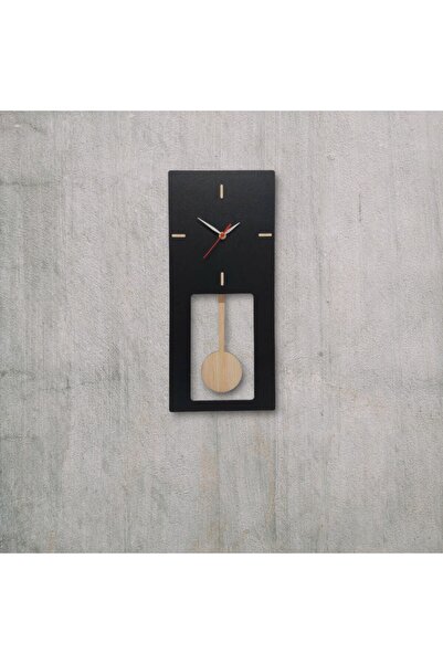 DEKORANLA Modern Siyah Sallanan Sarkaçlı Oda Duvar Saati, Şık ve Zarif Tasarım