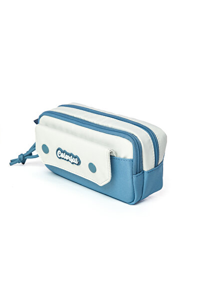 Colorful Κλασική θήκη για στυλό μπλε - Μολυβοθήκη με κάλυμμα τριών τμημάτων