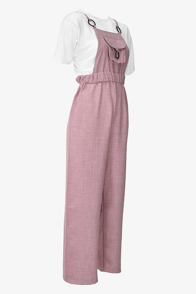 birizmoda Women's Gardener Jumpsuit Salopet with Hanging Pockets - Dried Rose