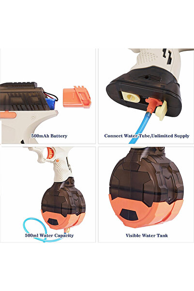 SprintMag Electric Water Gun 2 Chargers Continuous Jet Hose Connection 3.7v Battery White/Brown