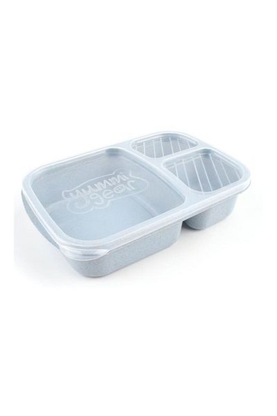 COOYA 3-Grid Lunch Box With Lid Blue/Clear 23.5x15x5cm