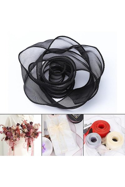 DUCK HOBY Fırfırlı Tül Organze Kurdele 2 Mt (7cm x 2mt), Çiçek Malzemesi, Gelin Buketi, Bohça Misinalı Fırfır