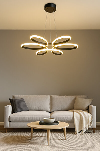 Fer Avize Papatya Modern Tasarım Led 3 Renk Işık Enerji Tasarruflu Dekoratif Avize Salon Mutfak Giyinme Odası