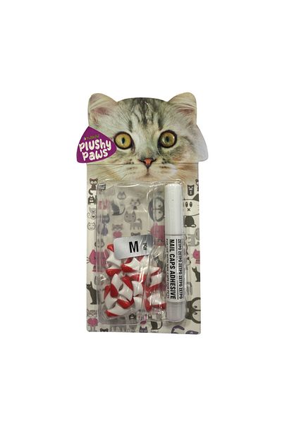 NutraPet Plushy Paws Nail Caps Dual Red | White #50 Large