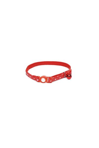 Coastal 3/8in Safe Cat Fashion Collar with Polka Dot Overlay Red