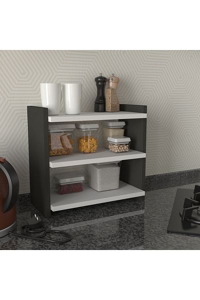 UnicUtil Organizer Shelf, White-Anthracite, Kitchen or Bathroom, Glass Holder, Spices, Makeup Products