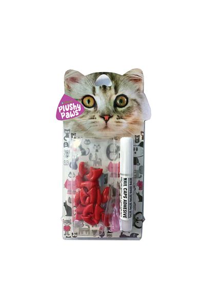 NutraPet Plushy Paws Nail Caps Red #4 Medium