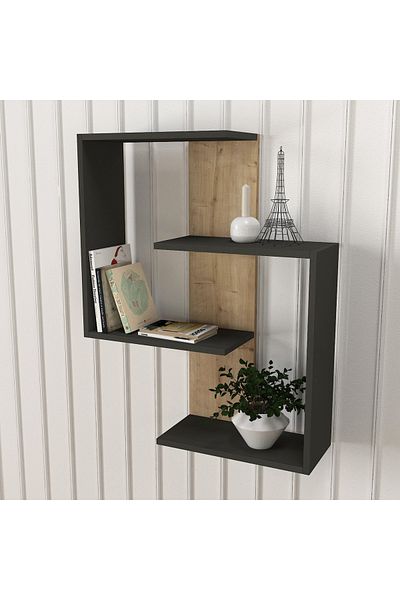 UnicUtil Wall Shelf, Nonconformist Shape, UnicUtil, 72 x 22 x 90 cm, Bardolino-Anthracite, UUETA39