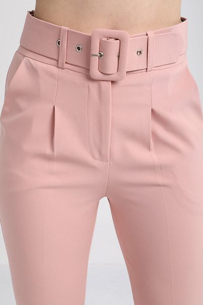 KAŞİHA Women's Powder Belted Pocket Fabric Trousers