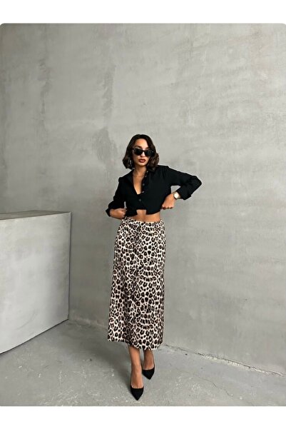 TOPSHOW Leopar saten etek
