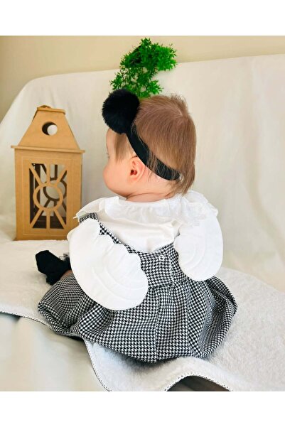 MBK GARDEN Baby Girl Houndstooth Patterned Angel Wing Dress