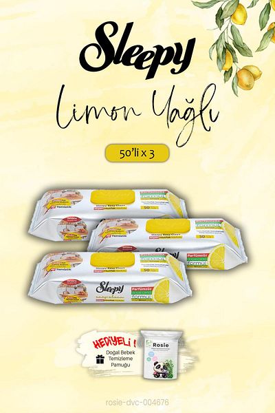 Sleepy Kitchen Towel Lemon Oil 3 Pack 50 Sheets, Rosie Gift