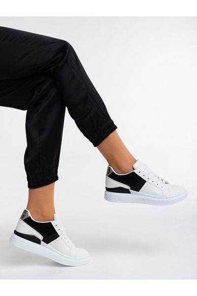 Kalapod Women's white and black sports shoes made of eco-leather Alisha