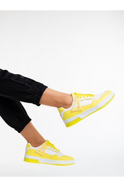 Kalapod Women's white and yellow sports shoes made of eco-leather Milla
