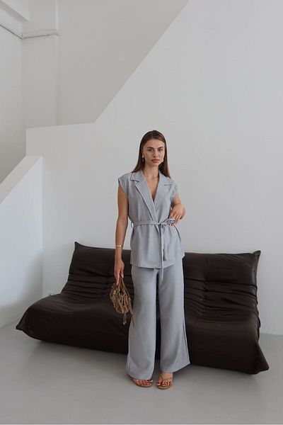 Patreon Tie Waist Linen Vest Trousers Set