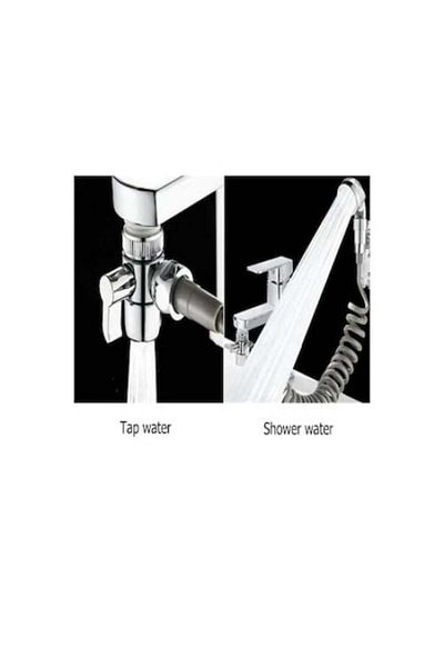 FOXMAG24 Multifunctional shower head, stainless steel, flexible, sink faucet attachment, wall-mounted, silver