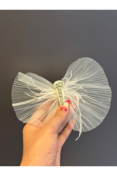 Gönülden Tasarım 18X6 CM TUL ZIRCON PIATRA YUSUFCUK ARMĂ CUSUTĂ APPLICATĂ Alb