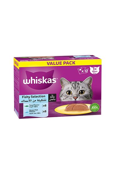 Whiskas Fishy Selection in Jelly Multipack Cat Food Pouches - 12 x 80 g