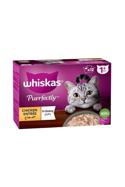 Whiskas Purrfectly Chicken in Gravy Cat Food Pouches - 12 x 85 g