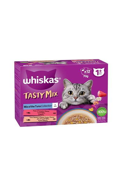 Whiskas Tasty Mix Tuna Collection Mix in Jelly Cat Food Pouch - 70 g - Pack of 12