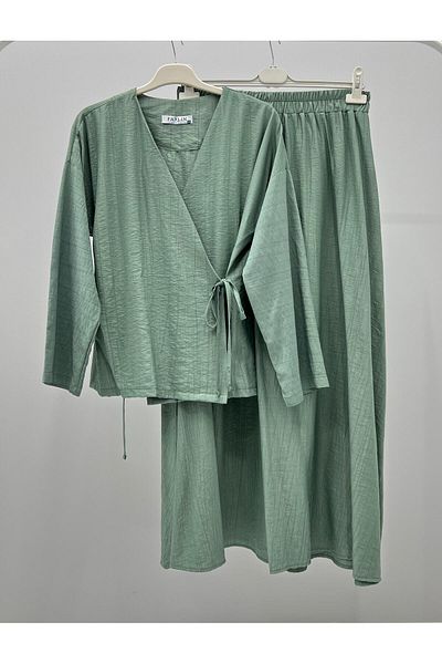 ALLMİRA FASHION Side Tie Kimono Skirt Hijab Double Set
