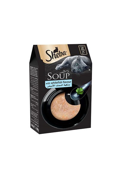 SHEBA Classics Soup with White Fish Cat Food Pouches - 4 x 40 g