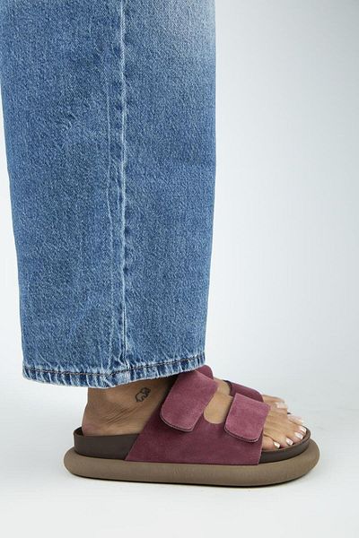 Manijero Lillo Women's Genuine Leather Double Velcro Cherry Slippers