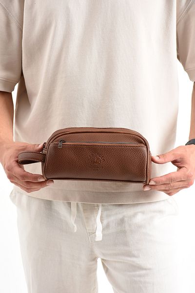 By Hakan West Polo 7045 Vegan Leather Men's Shaving and Handbag Personal Care Bag Hand Portfolio Taba