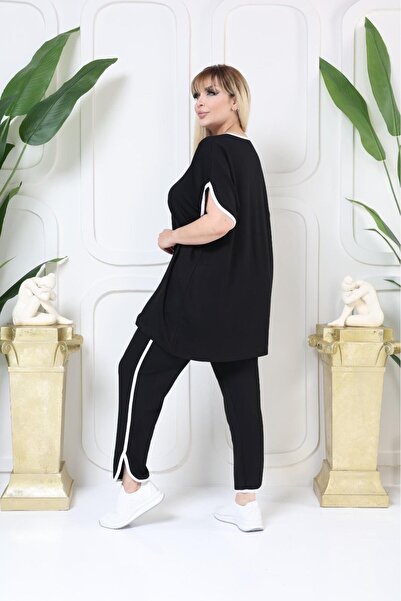 EMEZ White Stripe Detail Plus Size Suit